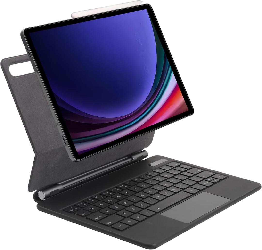 Bluetooth Keyboard Stand for Samsung Galaxy Tab S7 FE (12.4-inch) SM-T730 / SM-T736B, Wireless Keyboard & TrackPad Mouse & Back Light & Magnetically Attach (Black)