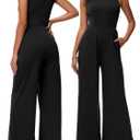 Tanou 2025 Women's Dressy Casual Jumpsuits Sleeveless Tummy Control One Piece Pants Rompers with Pockets (X-Large, Black)
