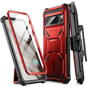 i-Blason Armorbox Series Case for Google Pixel 8 Pro2023 Release, Full Body Heavy Duty Kickstand Case with Built-in Screen Protector for Pixel 8 Pro (Ruddy)