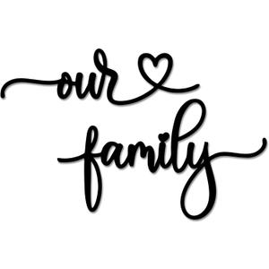 Rajukit Our Family Wall Decor Metal Family Signs Rustic Wall Hanging Decoration for Bedroom Living Room