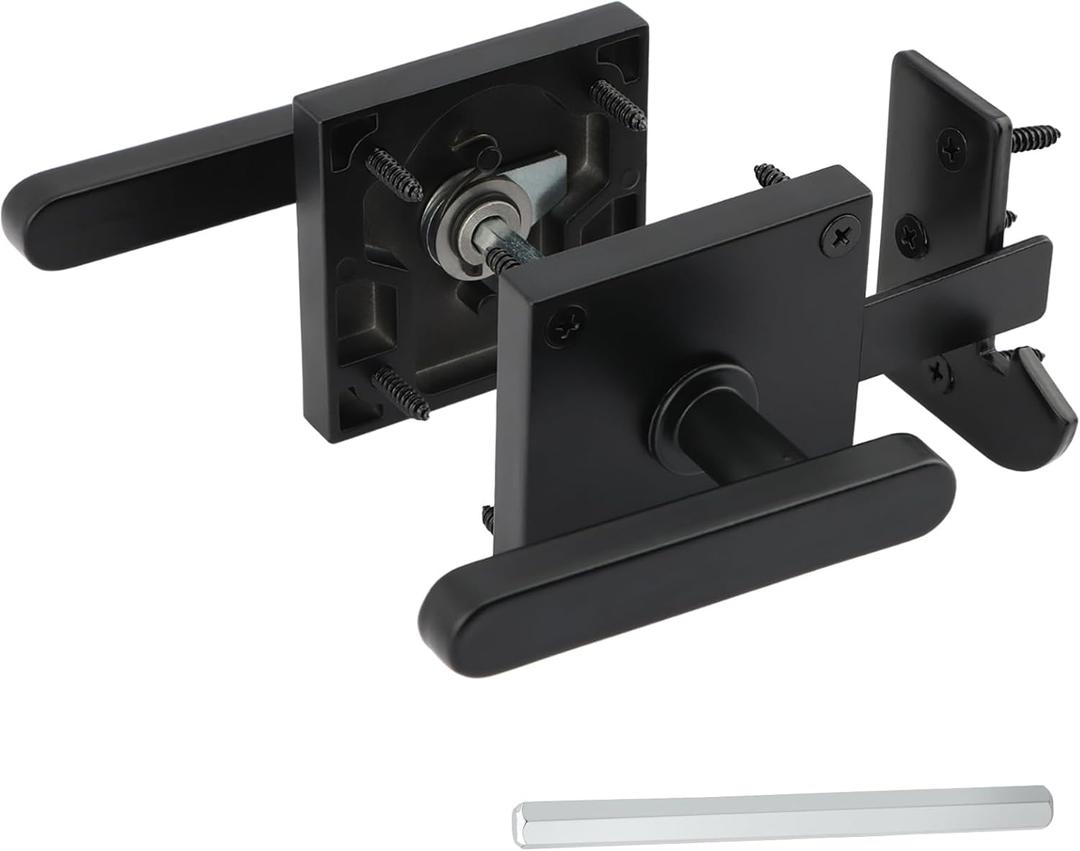 Heavy Duty Gate Latch for Wooden Fence  Right Hand Inswing, Self-Locking & Fasteners | Outdoor Security for Homeowners, Ideal for Pool/Backyard/Garden (Black)
