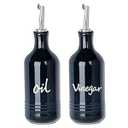 HAOTOP Farmhouse Ceramic Oil and Vinegar Dispenser Bottle Set, Perfect for Storage of Oil and Vinegar,15 oz (Navy)
