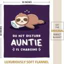 Funny Gifts for Auntie Christmas, Aunt is Charging Sloth Blanket, Auntie Birthday Gifts, Present for Aunts from Niece Nephew Christmas Mothers Day, Super Soft Throws Blanket for Aunt 60" x 50" (Purple)