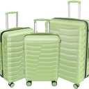 Lightweight Luggage with Spinner Wheels & YKK Zipper, 3-Piece Travel Suitcase ABS+PC Hardshell Luggage Set with TSA Lock, Light Avocado Green (20+24+28 inch)