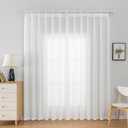 Off White Sheer Curtains 90-inch Long Pinch Pleated Curtains for Bedroom Living Room Yard 1 Panel Light Filterring Pinch Pleat Chiffon Curtain & Drapes for Sliding Glass Door, W60 x L90