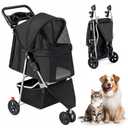 3 Wheel Dogs Stroller for Small to Medium Pets, Foldable Design
Includes Storage Basket and Cup Holders, Lightweight and Durable, Ideal for Dogs and Cats, Black