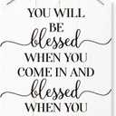 Religious Decor Sign, You will Be Blessed When You Come In Sign, Rustic Wooden Hanging Plaque Sign, Christian Decor, Farmhouse Decor for Front Door, Door Hanger, Bible Verse Deuteronomy 28:6 Sign