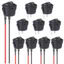 3 x VEXUNGA ON Off Round Rocker Switch 12V Switches Small Mini Toggle Switch 12Volt 2Pin AC 6A 250V 10A 125V 12VDC KCD1 Black for Car Automotive Boat (5Pcs with Leads 5Pcs Without Wires)