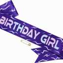 4 x Birthday Girl Sash, Purple Kpop Birthday Decorations Movie Theme Party Decorations for Fans, Happy Birthday Decorations for Party Birthday Graduation Bachelor (#Purple 1)