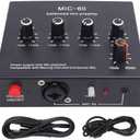 Denash Microphone Preamp, Mic Gain Booster, 48V Power XLR/6.35mm/3.5mm Input Output Dynamic and Condenser Mic Booster, Max 60dB Gain