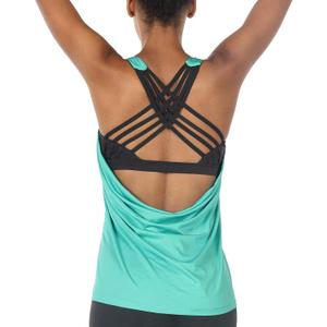 icyzone Women's Open Back Workout Athletic Yoga Tank Tops with Built in Bra (Medium)
