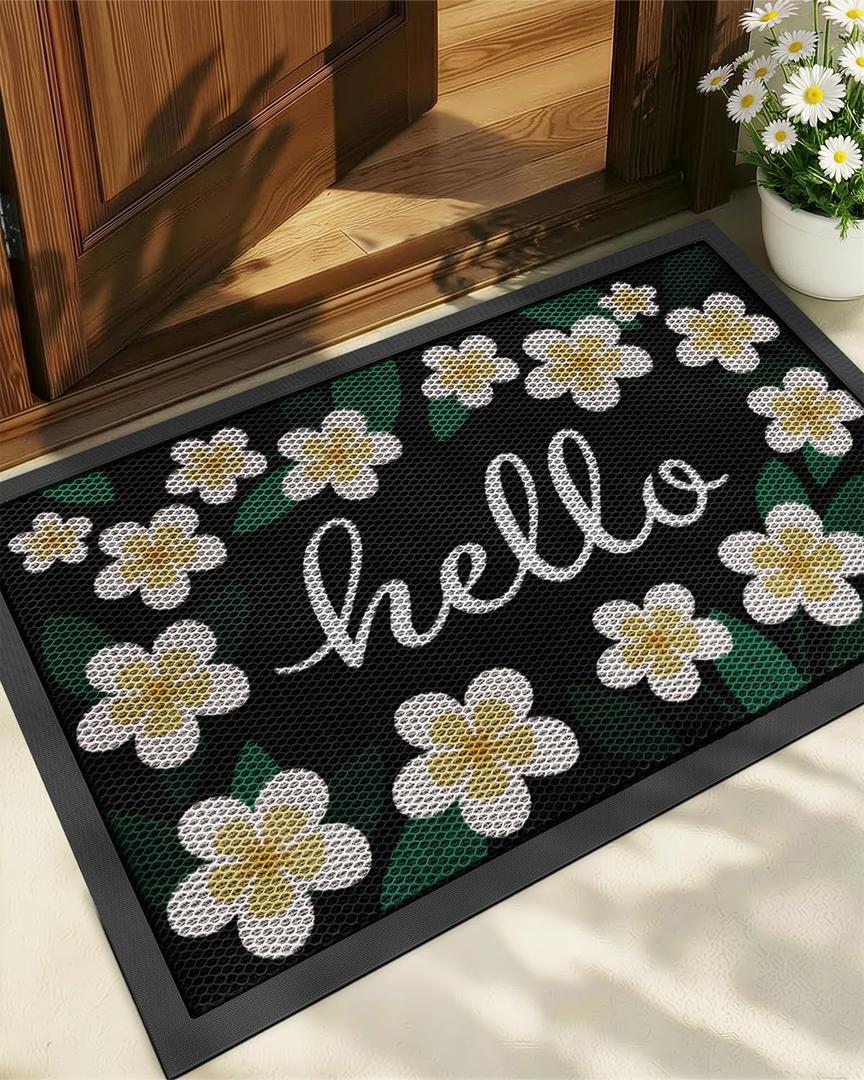 Color&Geometry Outside Welcome Front Door Mat, 32"x48" Pastel Floral