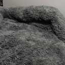 Calming Dog Bed Fluffy Plush Dog Mat for Furniture Protector with Removable Washable Cover for Large Medium Small Dogs and Cats (Medium(41x37x6), Dark Grey)