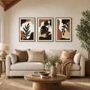 3D Large Solid Wood Wall Art Set of 3, Boho Flower Wall Decor, 16"×24" Each