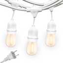 Brightech Ambience Pro Waterproof LED Outdoor String Lights, 48 Ft, Hanging, Dimmable Vintage Edison Bulbs, 15 Bulbs, 2W