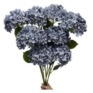 8pcs Blue Hydrangea Artificial Flowers 27.60" Large Realistic Single Long Stem Faux Silk Hydrangeas Bouquets Flower Arrangements Home Office Decor Wedding Centerpieces DIY