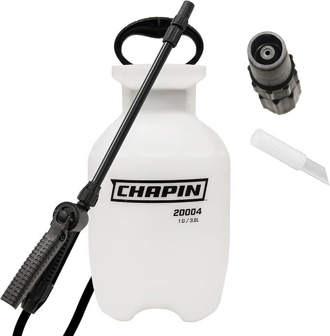 Chapin 20004 Sprayer Tank, Lawn and Garden, Hand Pump Pressured, Anti-Clog Filter, Adjustable Spray Nozzle, Spray Plants, Watering, Weeds, Fertilizer and Pests, White, 1 Gallon (4.5 Liters)