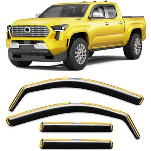 in-Channel Window Rain Guard for Toyota Tacoma 2024 2025 2026 Double Cab Rain Guards Side Truck Window Visors Low Profile Vent Visor Window Deflectors Vent Shades Car Accessories-4pcs