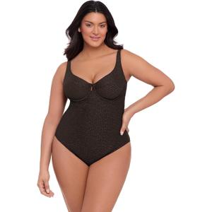 Women's Underwire One Piece Swimsuit (Medium, Onyx Black)