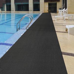 PVC Drainage Floor Mat Non-Slip Commercial Wet Area Mat for Outdoor and Indoor Restaurant Kitchen Bar Swimming Pool Splash Matting Water Drain Flooring Mat (Black, 3FTX10FT)