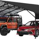 Metal Car Port, 20x20x9FT Metal Garage with Steel Frame, Heavy Duty Carports for Car, Boats and Tractor