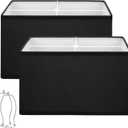 Black Lamp Shades Set of 2, Large Rectangle Lampshades Replacement, 16"L x 8"W x 10"H, Fabric Lamp Shade for Table Lamps Floor Lamps, Spider, Harp Holders Included, Easy Assembly Required
