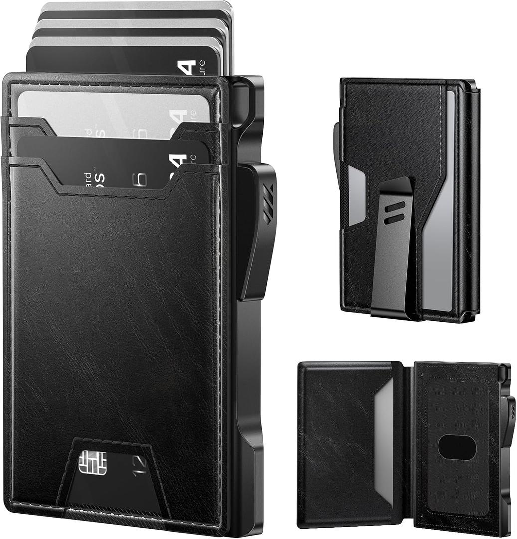 typecase Wallet for Men: Rfid Blocking Wallet 9-13 Card Capacity with Money Clip Slim Leather Front Pocket Smart Pop Up Card Case Bifold Minimalist Wallet with Gift Box - Atlanta Black typecase Wallet for Men: Rfid Blocking Wallet 9-13 Card Capacity with Money Clip Slim Leather Front Pocket Smart Pop Up Card Case Bifold Minimalist Wallet with Gift Box - Atlanta Black