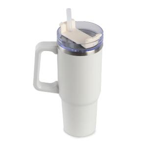 AmPm 
Insulated Tumbler 40oz - Travel Coffee Mug with Handle Straw Lid Water Bottle | Stainless Steel Double Wall Cup for Hot & Cold Drinks - Reusable and Leakproof (White)