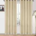 DWCN Beige Sheer Curtains Linen Look Semi Transparent Voile Grommet Curtains for Living Dining Room Drapes 70 x 84 Inch Long, Set of 2 Panels