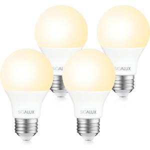 Sigalux LED Light Bulbs 60 Watt Equivalent A19 Standard Light Bulbs 2700K Warm, Non-Dimmable Energy Efficient 9.5W LED Soft White Bulb with E26 Medium Base, 800 Lumens, UL Listed, 3 Packs