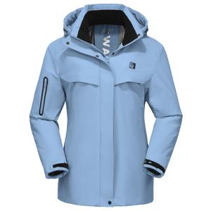 BANTREK Women's Ski Jacket Waterproof Warm Winter Coat Hooded Windproof Snow Jacket for Hiking Snowboarding (Denim Blue,XX-Large)