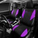 CAR PASS Purple Leather Seat Covers, Quilting Pretty Car Seat Cover with 5mm Composite Sponge Inside,Airbag Compatible,Universal Fit for Most Sedan SUV Van Truck (Full Set,Purple) (Black and Purple)