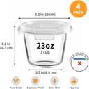 H.JSS WDJS 3Cup Round Glass Food Storage Containers with Airtight lids, 23oz Glass Meal Prep Containers, Heat-Resistant BPA-Free for Soup Leftover, Microwave, Dishwasher and Fridge Safe (white-4Pack)