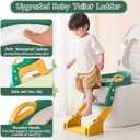 3 in 1 Toddler Potty Training Seat Chair with Ladder and Basin for Boys and Girls, Adjustable Kids Potty Training Seat for Toilet with Anti-Slip Wide Steps and Safety Handles (Green)