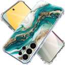 for Samsung Galaxy S26 Ultra Case Flowers and Marble [Buffertech 6.285ft Military-Grade Drop Protection] [Anti Peel Off Tech] Clear TPU Bumper 5G Phone Cover Design (Green Gold)