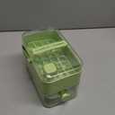 Compact Double Layer Ice Cube Tray with Lid and Bin, One-Click Demolding, Pull-Out Ice Drawer with Portable Handle, Includes 2 Large Ice Ball Molds (Green)