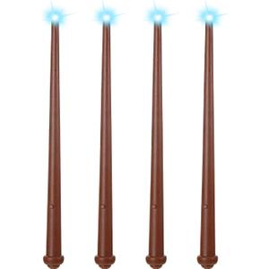 Sumind 4 Pieces Light up Wand Magic Light and Sound Wizard Wands, Illuminating Witch Wand, Costume Accessory for Christmas Birthday Party Favors(Brown)