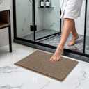 SUBRTEX Bathroom Rugs Chenille Bath Rug Soft Short Plush Bath Mat Soft Shower Mat Water Absorbent Shower Mat Quick Dry Machine Washable (Taupe Brown,18" x 24")