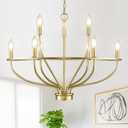 9-Light Gold Light Fixture Vintage Candle Chandelier Lighting 30in Mid-Century Modern Brass Dining Room Chandelier Over Table for Kitchen Island Living Room FoyerBedroom, E12