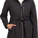 HFX Women's Softshell Transitional Jacket – Bonded Mellow Pile, Wind & Water Resistant Coat, Faux Fur Lining (Black, XL)