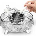 Zhehao 1 Set Glass Caviar Serving Set with Cover and Mother of Pearl Spoons Chiller Server Caviar Dish for Shrimp Appetizers Kitchen Restaurant Catering Events Dishwasher Safe (Clear Color), 3.54 x 4.13 inches Caviar dish