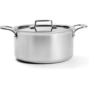 All-Clad D5 5-Ply Brushed Stainless Steel Stockpot 8 Quart Induction Oven Broiler Safe 600F Pots and Pans, Cookware Silver