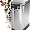 simplehuman 30 Liter, 32 lb / 14.5 kg Large Pet Food Storage Container for Dog Food, Cat Food, and Bird Feed, Brushed Stainless Steel