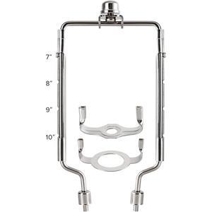 GO&SO Lamp Harp Kit, 7 8 9 10 inch Adjustable Lamp Shade Holder for Table Lamp, Hardware Parts Included 3/8 Standard Saddle, E26 Light Base UNO Fitter Adapter, Lamp Bracket Accessories, Nickel, 1 Pack