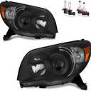 Headlights Assembly with Bulbs for 2006-2009 4Runner Projector Headlights Headlamp Replacement Black Housing Passenger and Driver Side