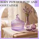 Tioncy 3 Pcs Extra Large Body Powder Puff and Container 5.43'' Glass Body Container with 5.12'' Powder Puff Glass Jar for Women's Talcum(Classic,Purple)