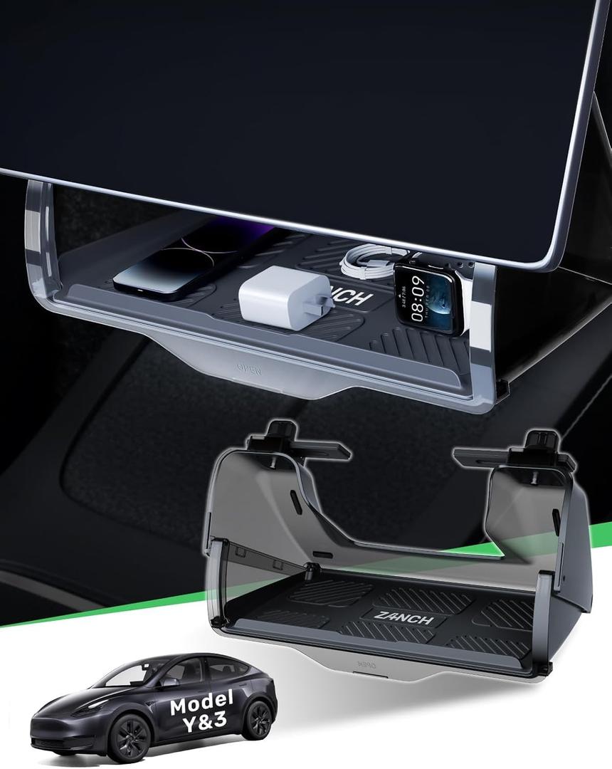 Zanch (Upgraded) Tesla Model Y Juniper Under Screen Storage Box [Hidden Design, Factory-Fit], Adds Extra Storage & Keeps Items Hidden for Privacy, Model Y (20202025) / Juniper (20252026) Accessories