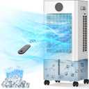 Windowless Portable Air Conditioner, 12H Timer & 2-Gal Tank, 3-IN-1 Portable AC Unit with Remote, 75°Oscillation, 3 Modes & 3 Speeds, Ultra-Quiet 24" Ventless Swamp Cooler for Room Home Office