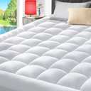 ELEMUSE Queen Mattress Pad – Plush Pillow Top Cooling Bed Topper, Ultra Soft Down Alternative Fill, Breathable Mattress Cover with Deep Pocket Fits 8-21 Inch Mattresses, (78x80 inch, White)