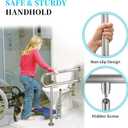 Toilet Support Rail 31.3X 31.5 Inch, Munzong Anti-Slip Satin Brushed Nickel Handicap Grab Bar for Bathroom, Stainless Steel Knurled Safety handrails with Leg for Elderly Disabled Pregnant-1.25Tube